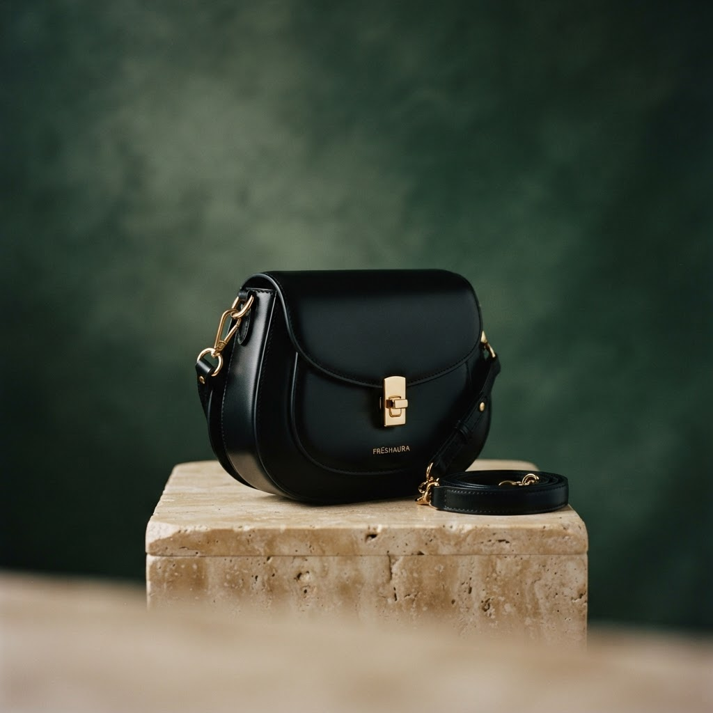 The Solenne black leather shoulder bag